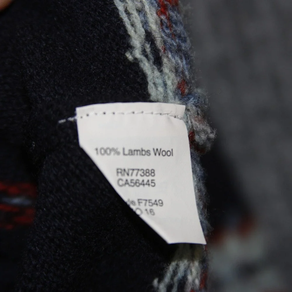 J Crew Shawl Collar Cardigan Mens M Navy Blue Fair Isle‎ Lambs Wool F7549